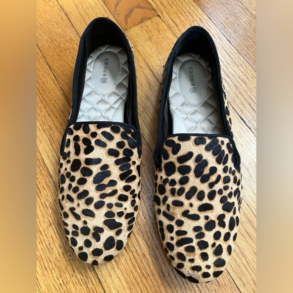 Birdies Starling loafer, calf hair, leopard print